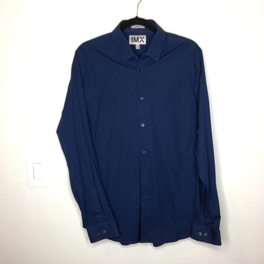 Express 1MX navy button down